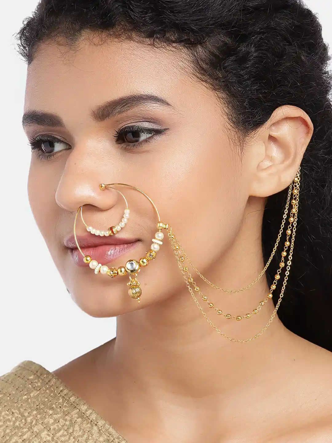 Radha Rani Nose Rings Colorful Nath Buy Azai By Nykaa Fashion Gold