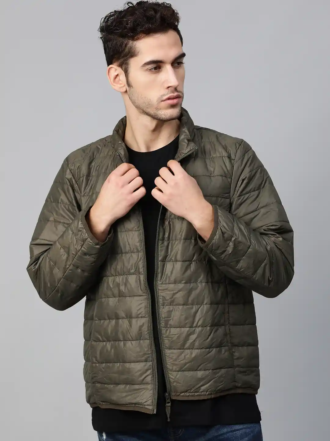 Buy Roadster Men Olive Green Packable Puffer Jacket Jackets for