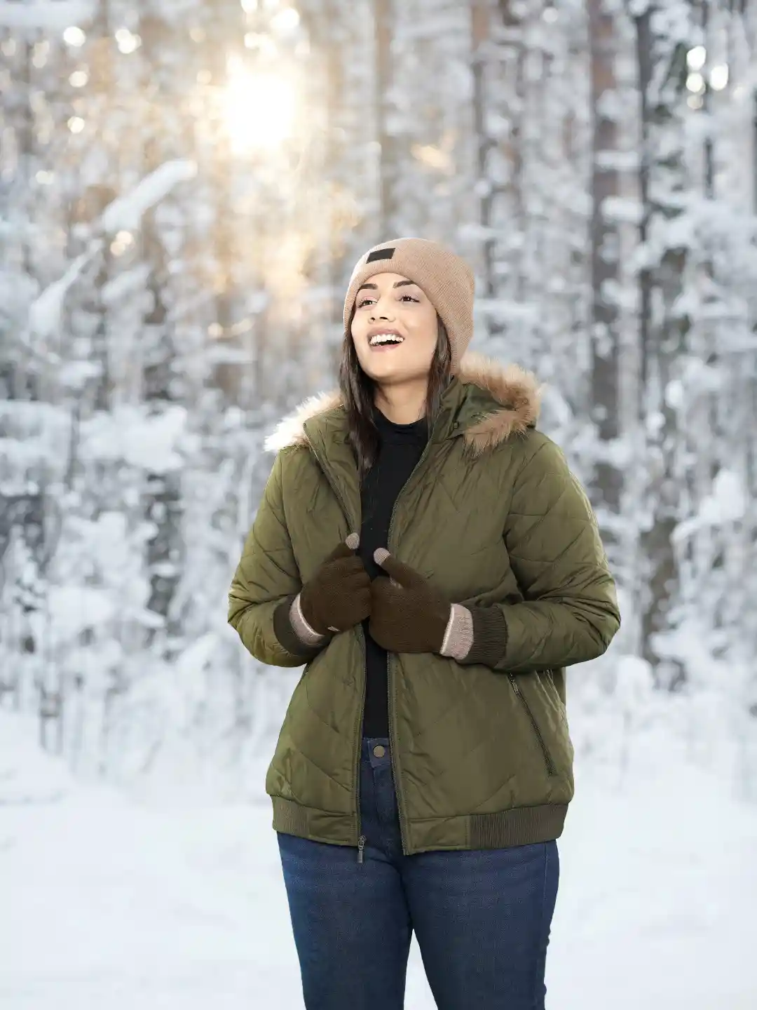 Buy Sztori Women Olive Green Plus Size Quilted Solid Parka