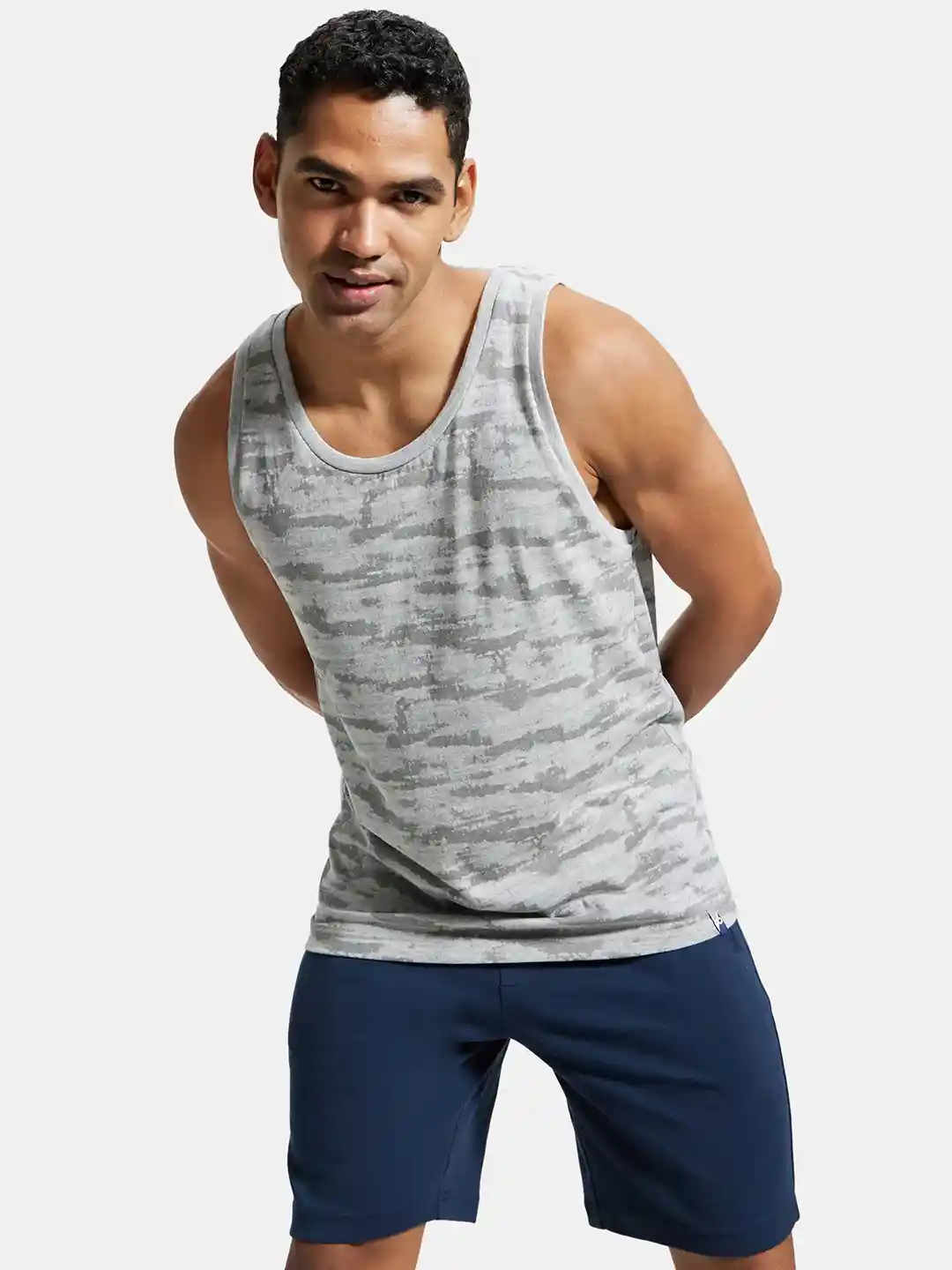 Buy Jockey Men Grey Abstract Printed Round Neck Lounge Tank T