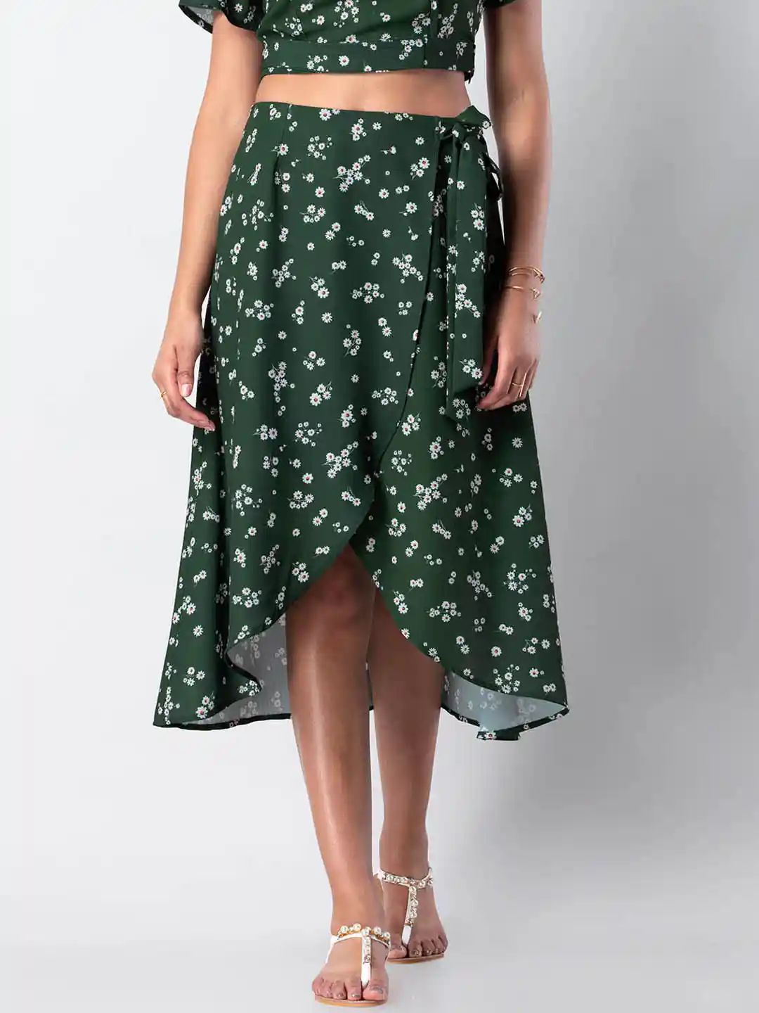 Tulip Skirt Wrap Midi Skirt 2020 Buy FabAlley Women Green Off-White Floral  Printed Wrap Midi
