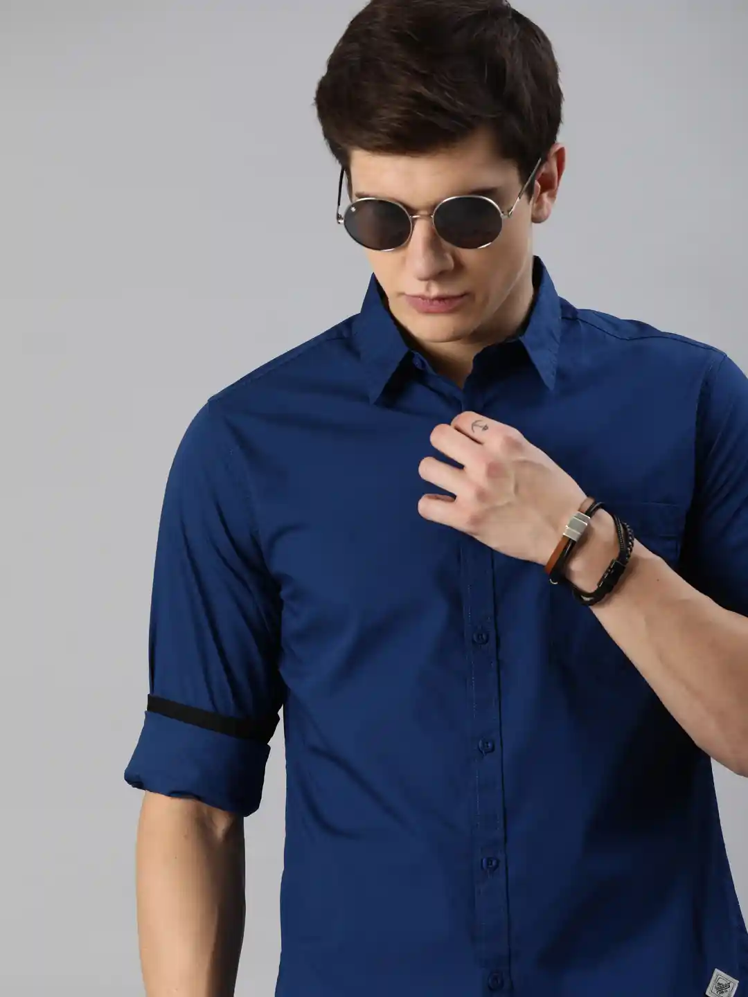Buy Roadster Men Navy Blue Cotton Casual Shirt Shirts for Men