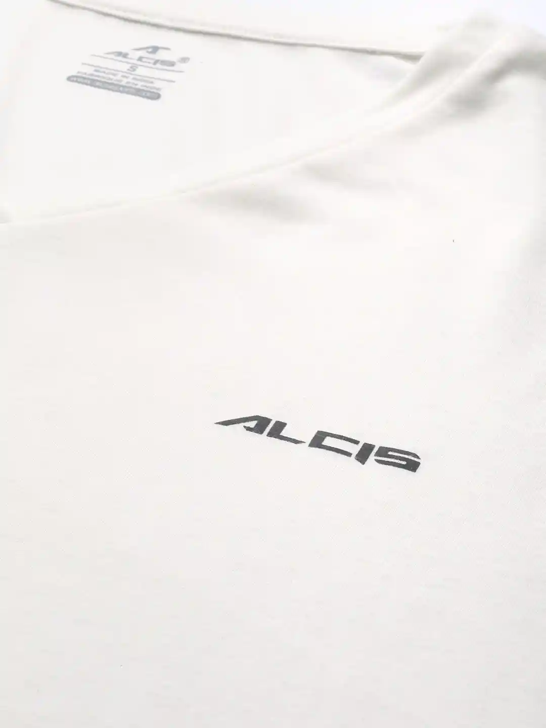 Buy Alcis Women Off-White Solid V-Neck High-Low Training T-shirt