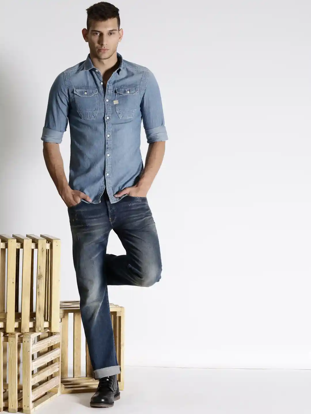 Buy G-STAR RAW Blue Denim Slim Casual Shirt Shirts for Men