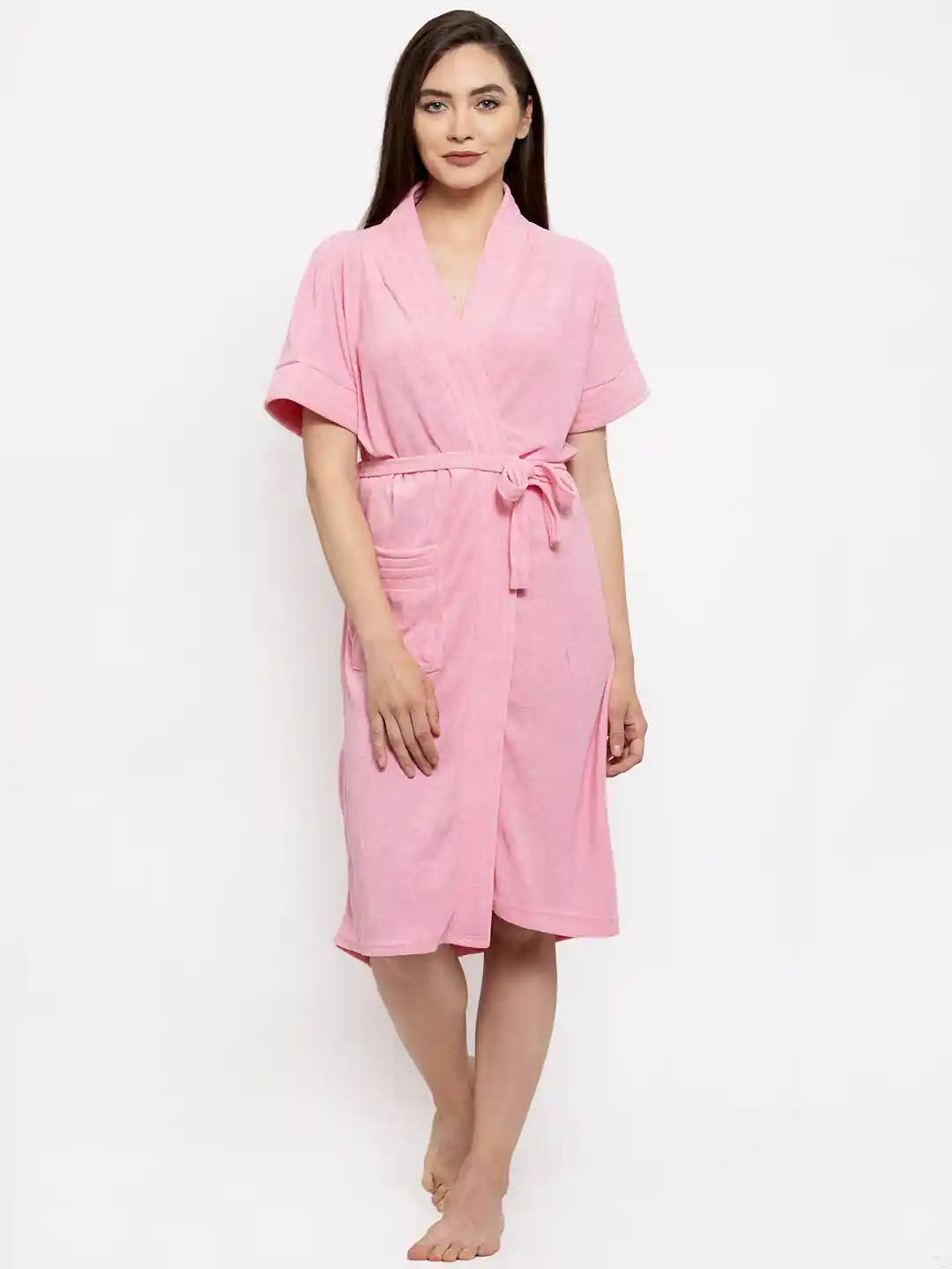 Buy ELEVANTO Women Pink Solid Bath Robe Bath Robe and Wraps for