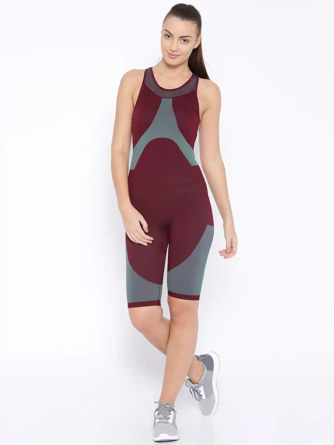 Buy Stella McCartney by ADIDAS Burgundy Yoga Seamless All-in-One