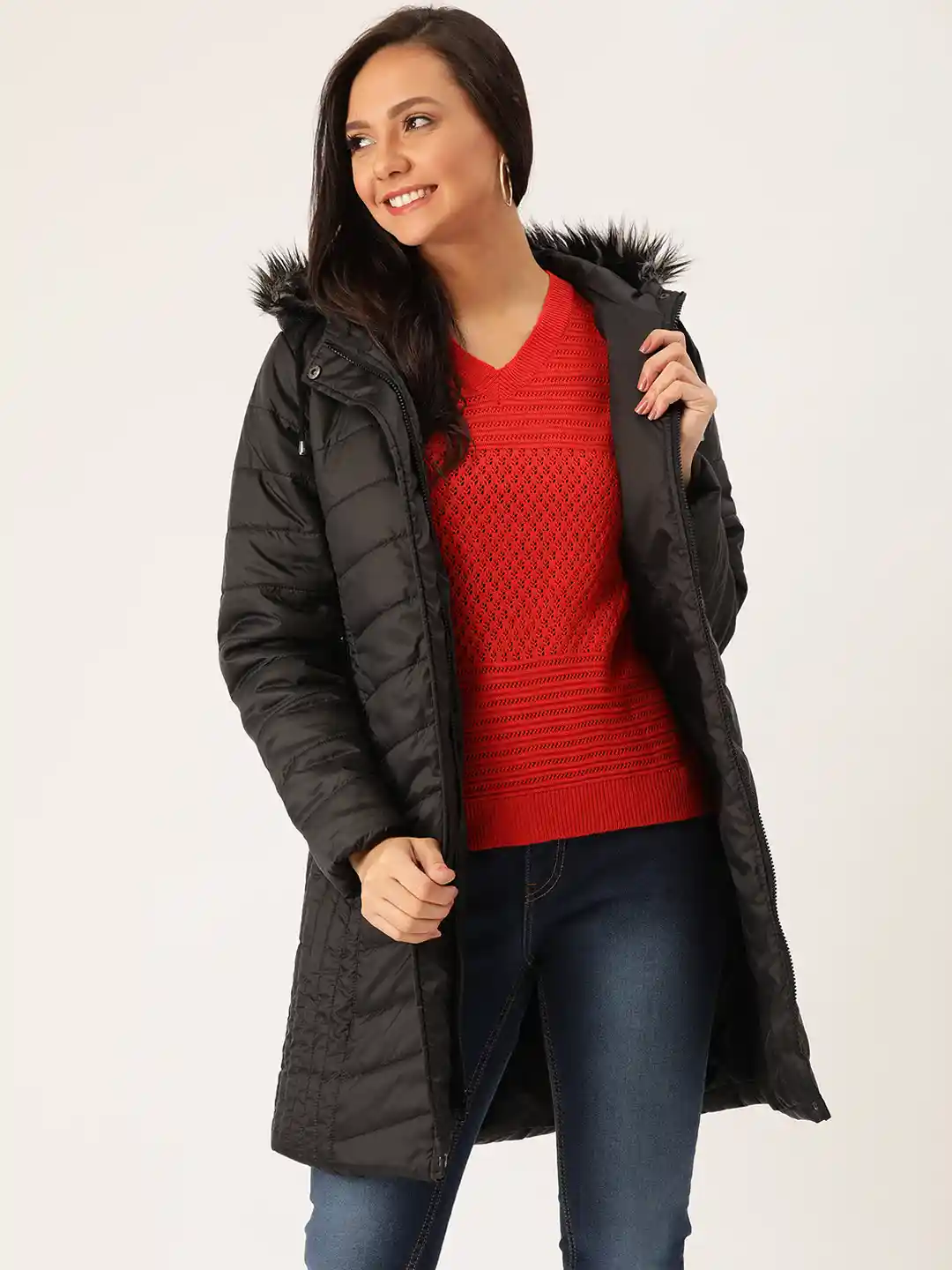 Fur Hood Women's Parka Sale Puffer Coat With Ladies Long