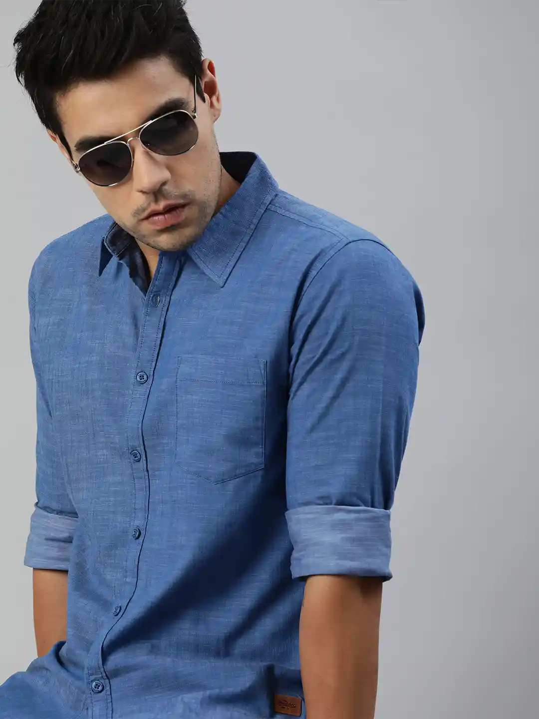 Buy Roadster Men Blue Pure Cotton Casual Shirt Shirts for Men