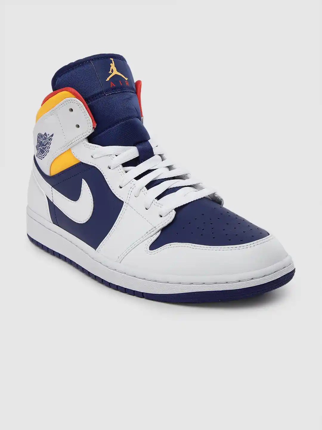 Buy Nike Men White Blue AIR JORDAN Mid-Top Colourblocked