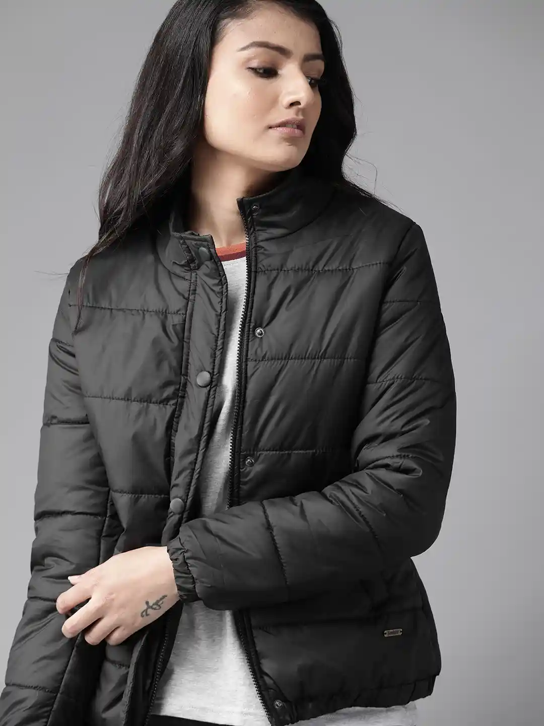 Buy Roadster Women Black Solid Padded Jacket Jackets for Women