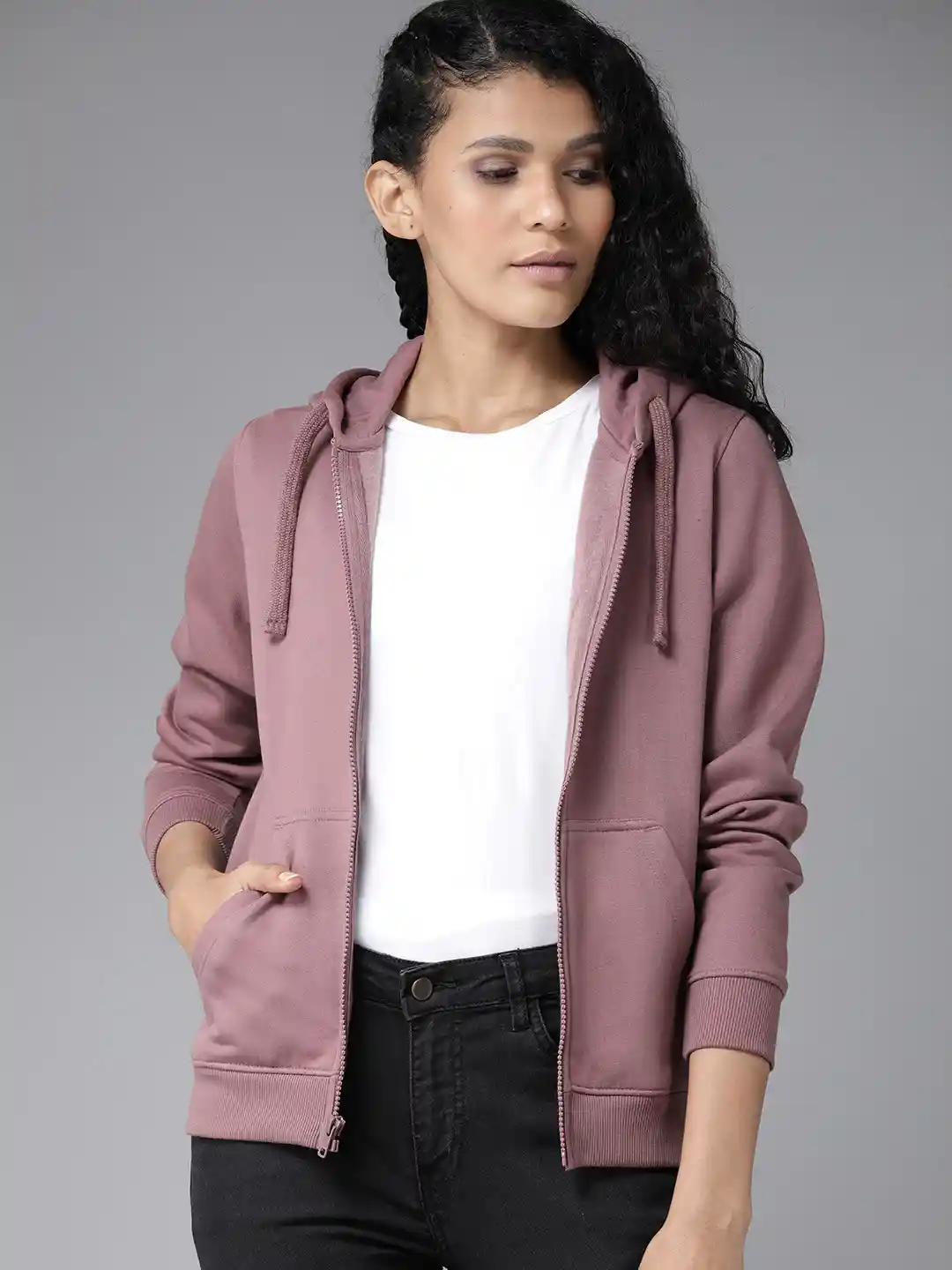 Zip Hoodie Sweatshirt For Womens Online Myntra Buy The Roadster