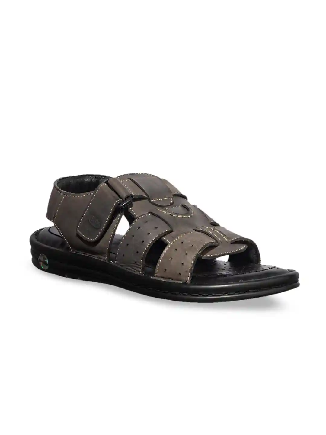 Buy Khadims Men Grey Leather British Walkers Comfort Sandals