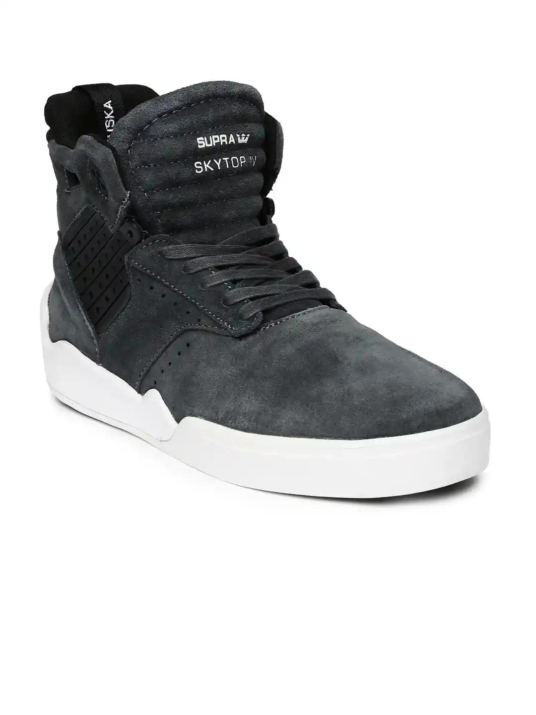 Buy Supra Men Grey Skytop IV Leather Sneakers Casual Shoes for - Main Image