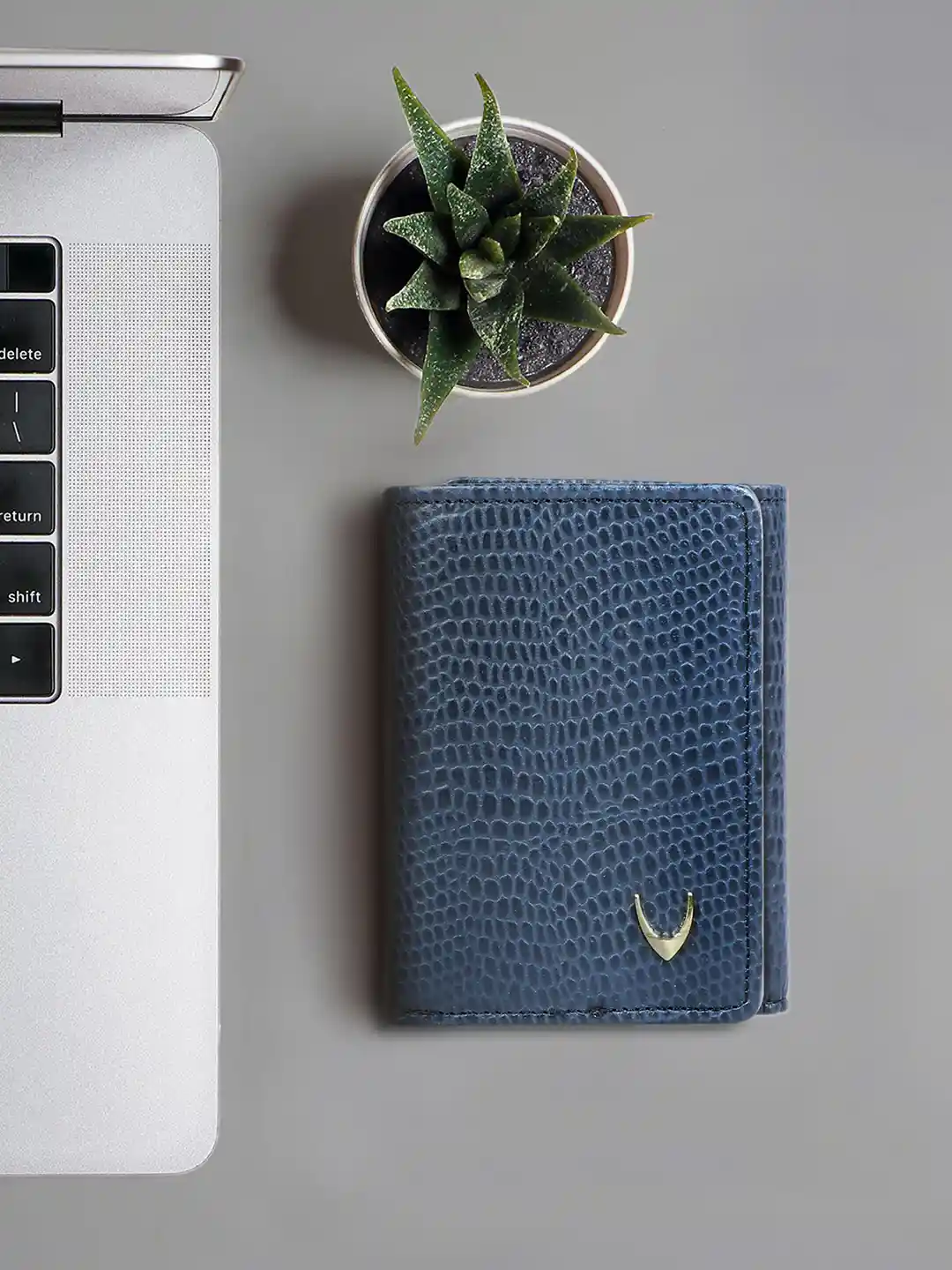 Buy Hidesign Men Blue Snakeskin Textured Three Fold leather Wallet