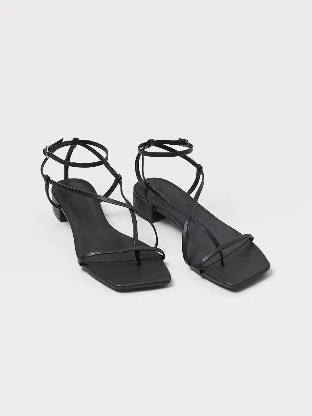 Buy H&M Women Black Solid Strappy Flats Heels for Women 12081684