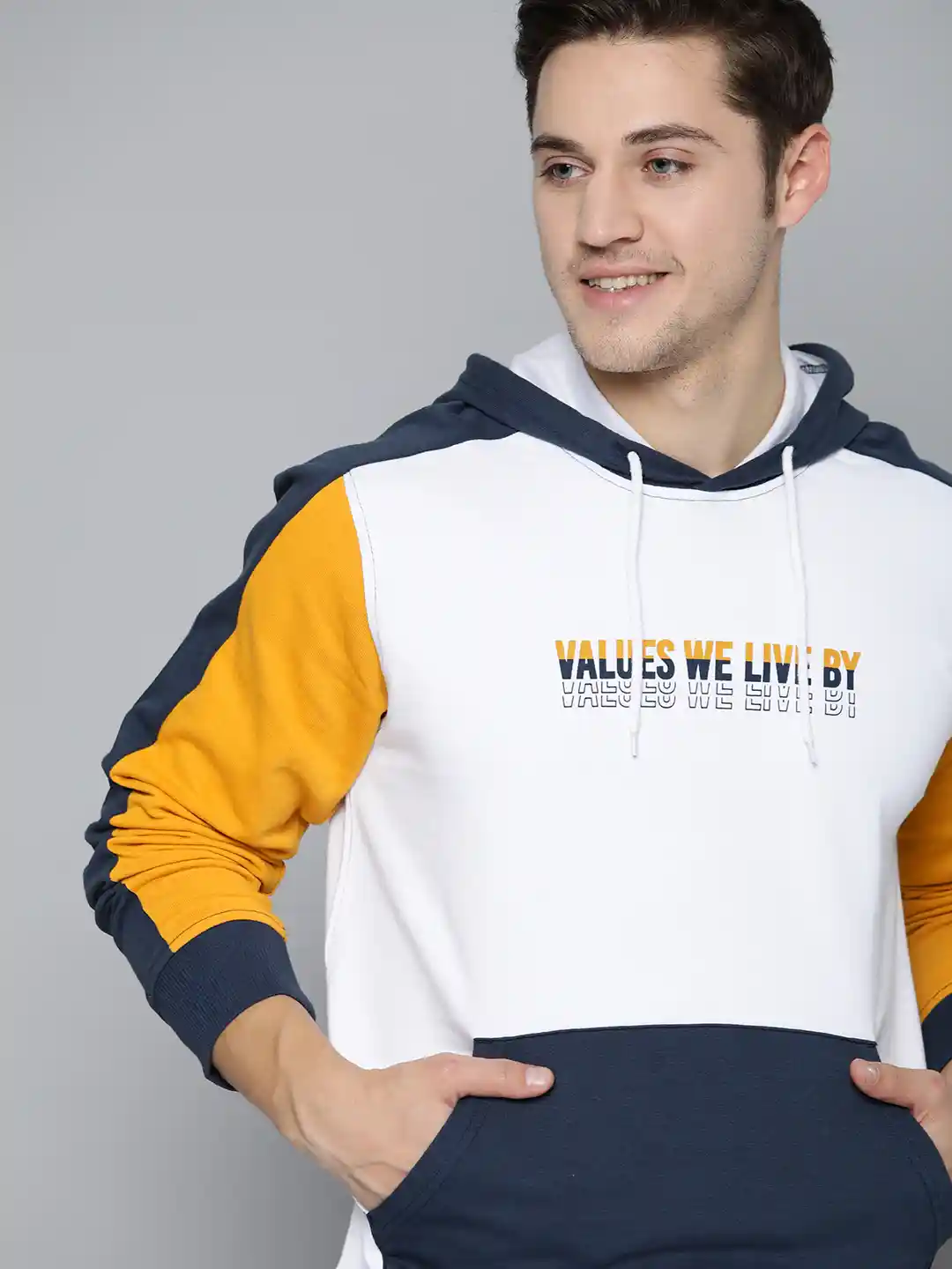 Buy Mast Harbour Men White Navy Blue Colourblocked Hooded