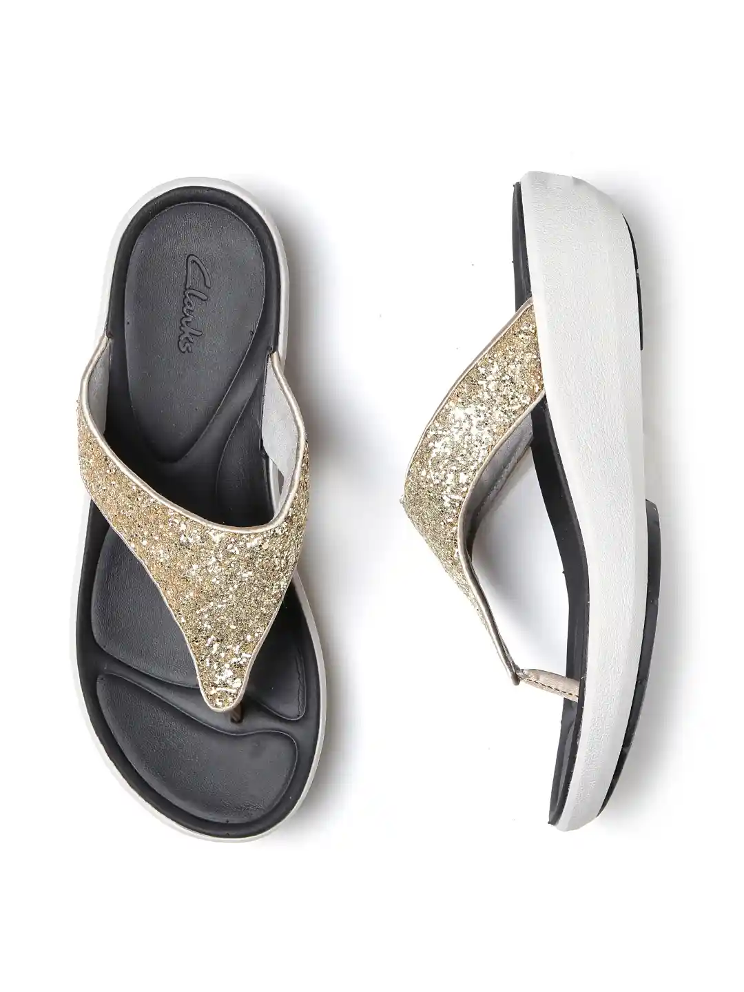 Buy Clarks Women Gold-Toned Embellished Wedge Sandals Heels for