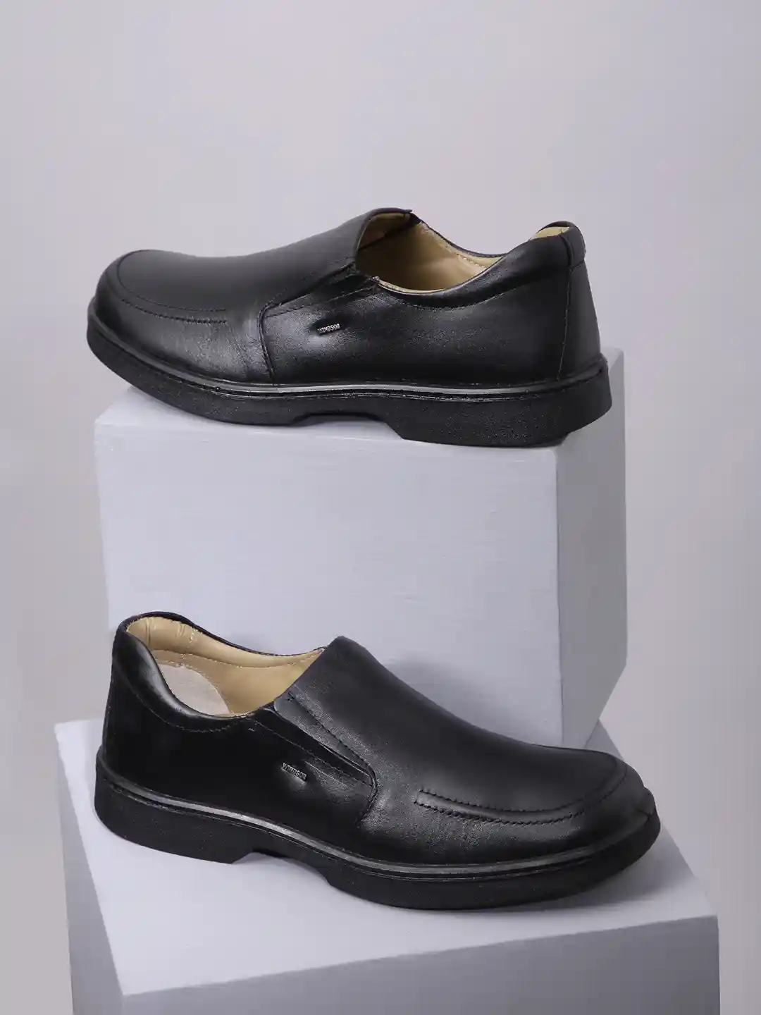 Buy Liberty Men Black Solid Leather Formal Slip-Ons Formal Shoes