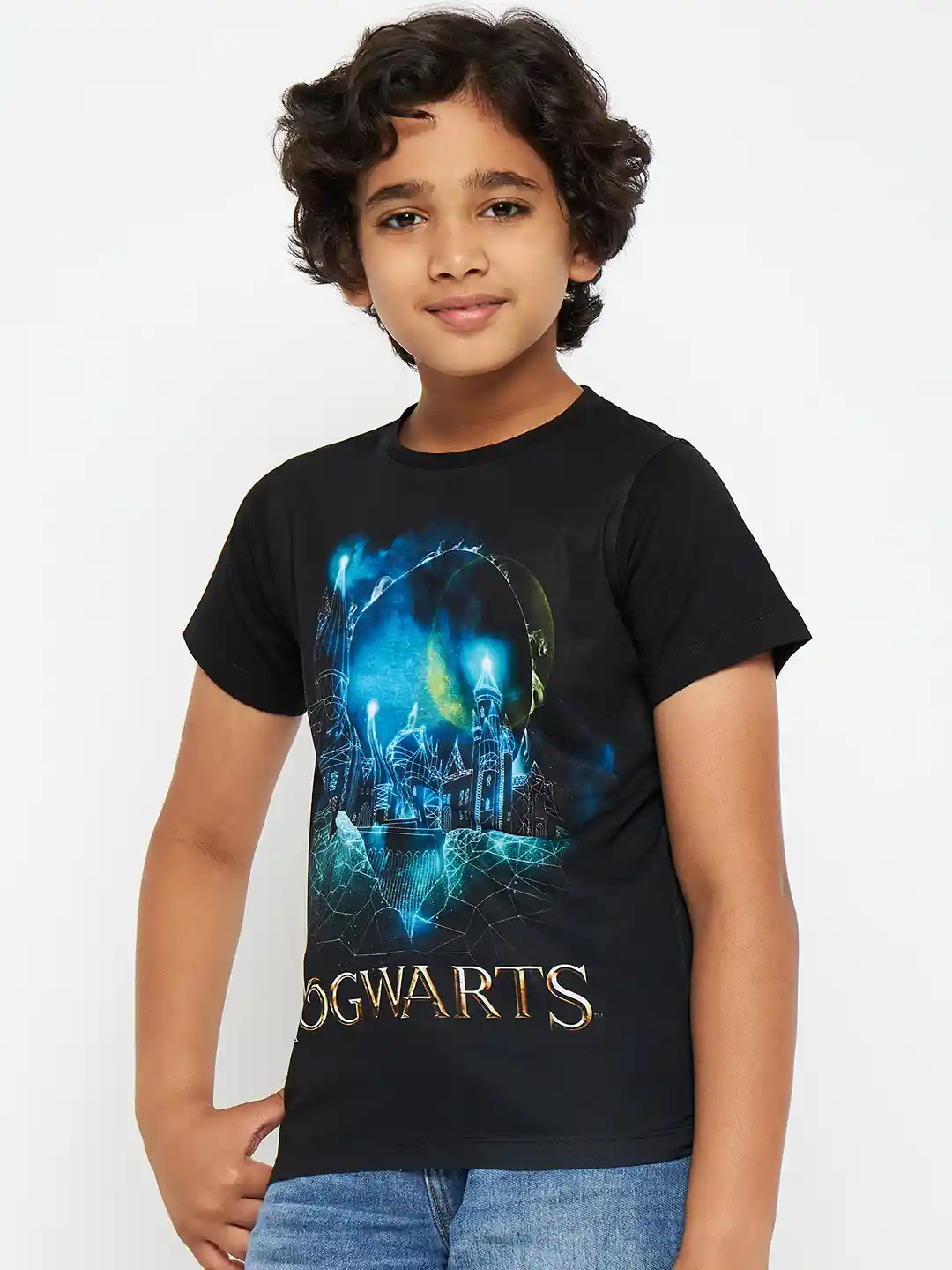 Harry Potter Boys Black Blue Harry Potter Print T-shirt