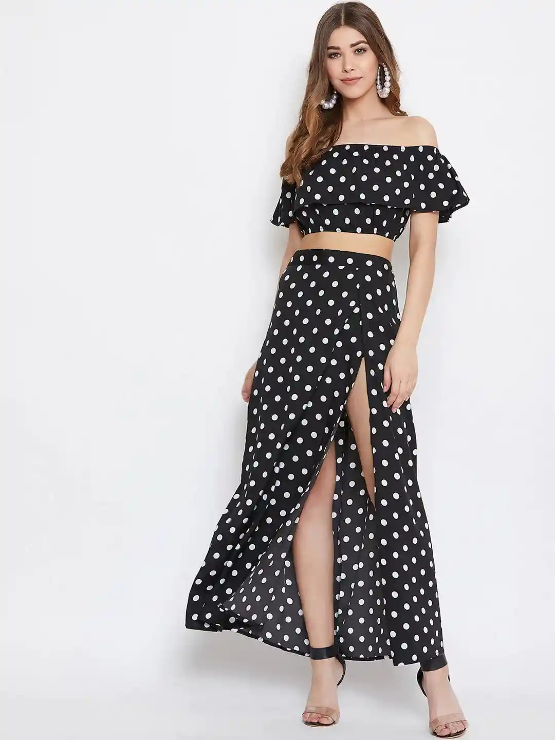 Crop Tops Polka Dot Two Piece Outfit Women Piece Outfit Polka Dots