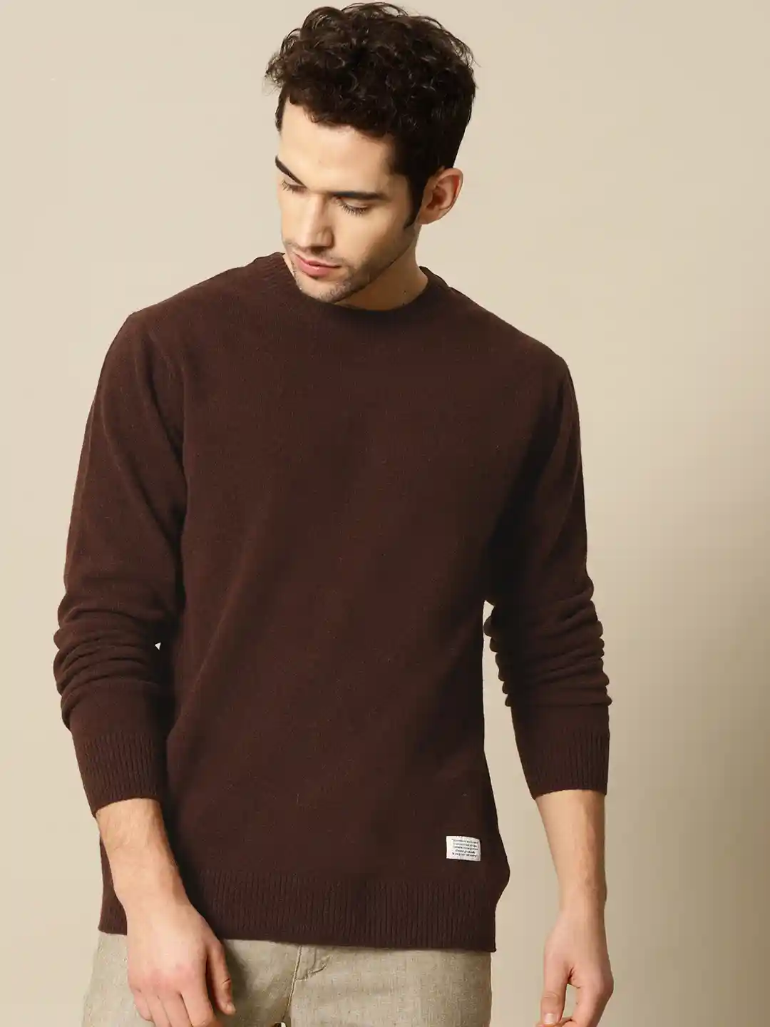 Buy Mr Bowerbird Men Coffee Brown Side Ribbed Woollen Jumper