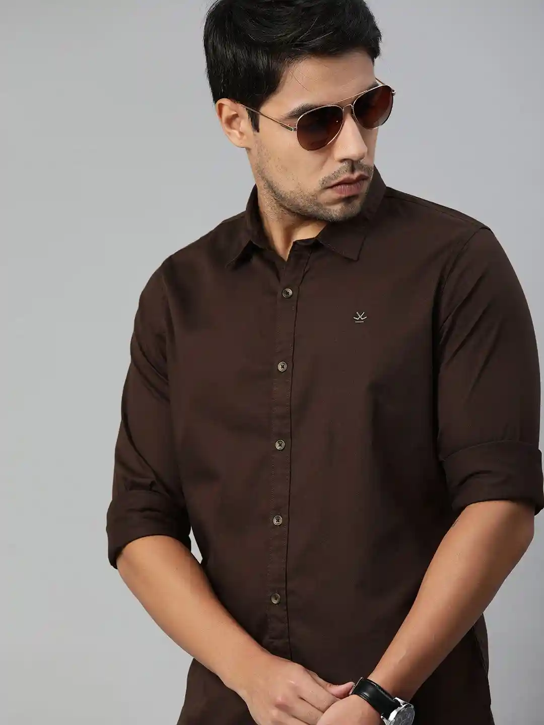 Buy WROGN Men Coffee Brown Slim Fit Casual Shirt Shirts for Men