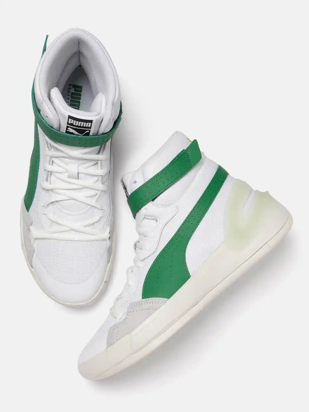 Buy PUMA Hoops Men White Green Sky Modern Mid-Top Basketball
