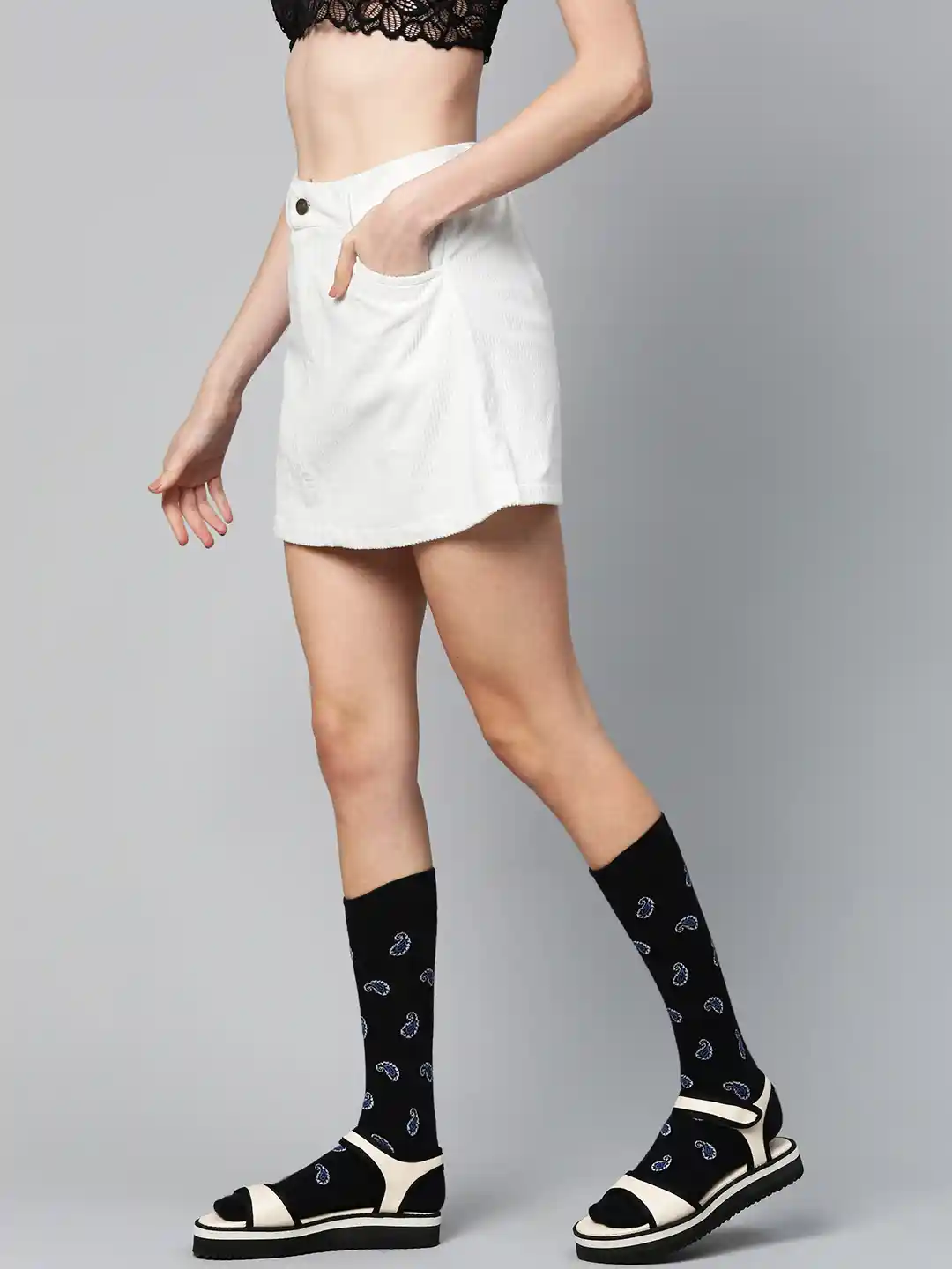 Myntra Women's Corduroy Skirt Express Mustard Skirt Forever