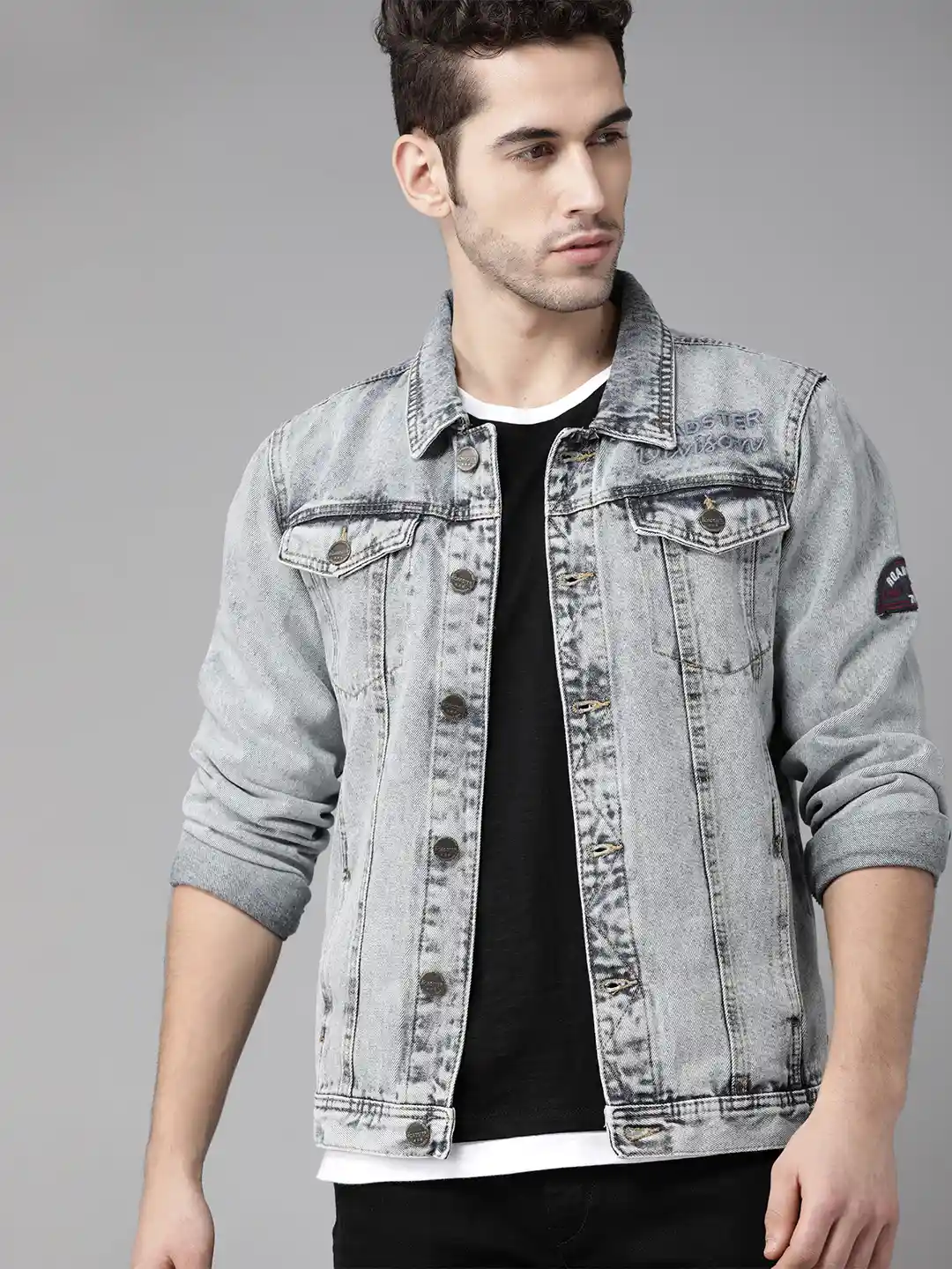 Roadster Men Blue Washed Denim Jacket