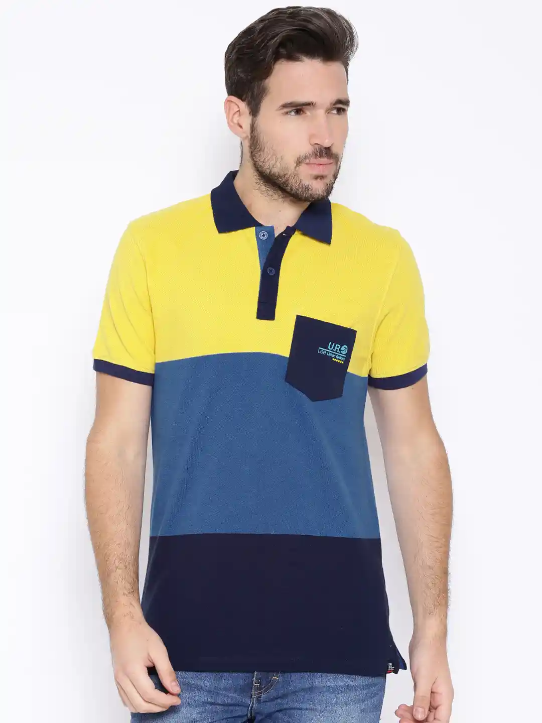 Buy Lee Yellow Blue Urban Riders Polo Pure Cotton T-shirt