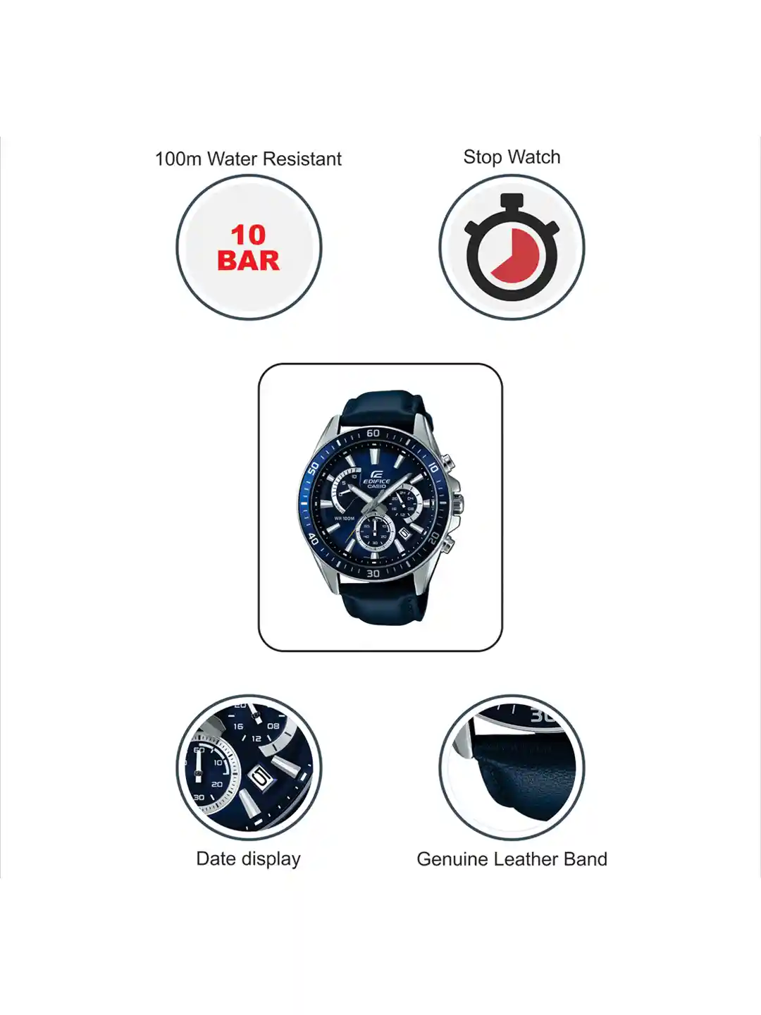 Buy CASIO Edifice Men Blue Dial Chronograph Watch EFR-552L-2AVUDF