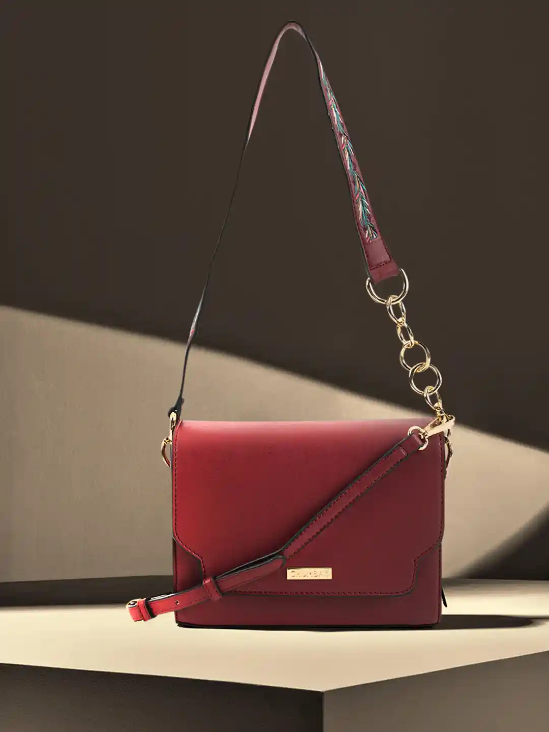 Buy Chumbak Red Textured Sling Bag Handbags for Women 12311660