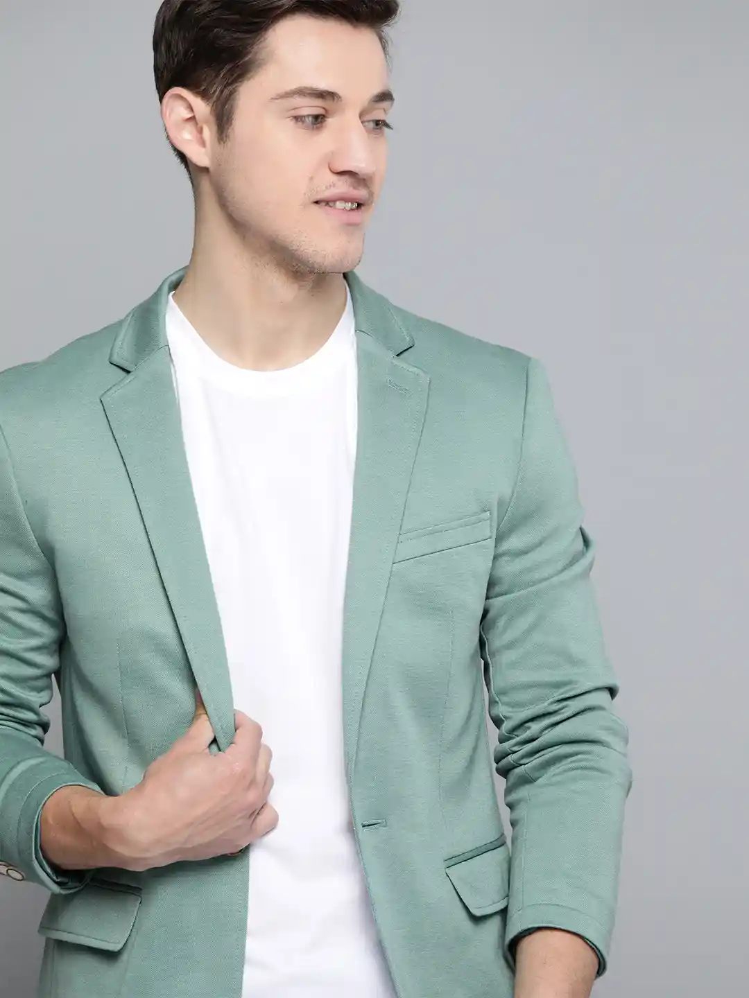 Buy Mast Harbour Men Green Solid Smart Casual Blazer Blazers