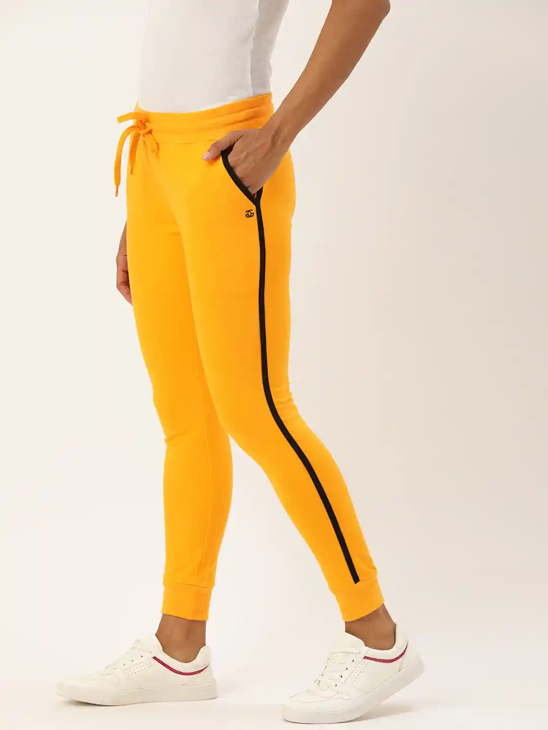 Buy Genius18 Women Yellow Black Striped Slim Fit Joggers Track