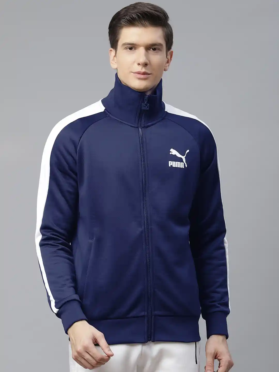 Buy Puma Men Navy Blue Iconic T7 Solid Track Sustainable Jacket