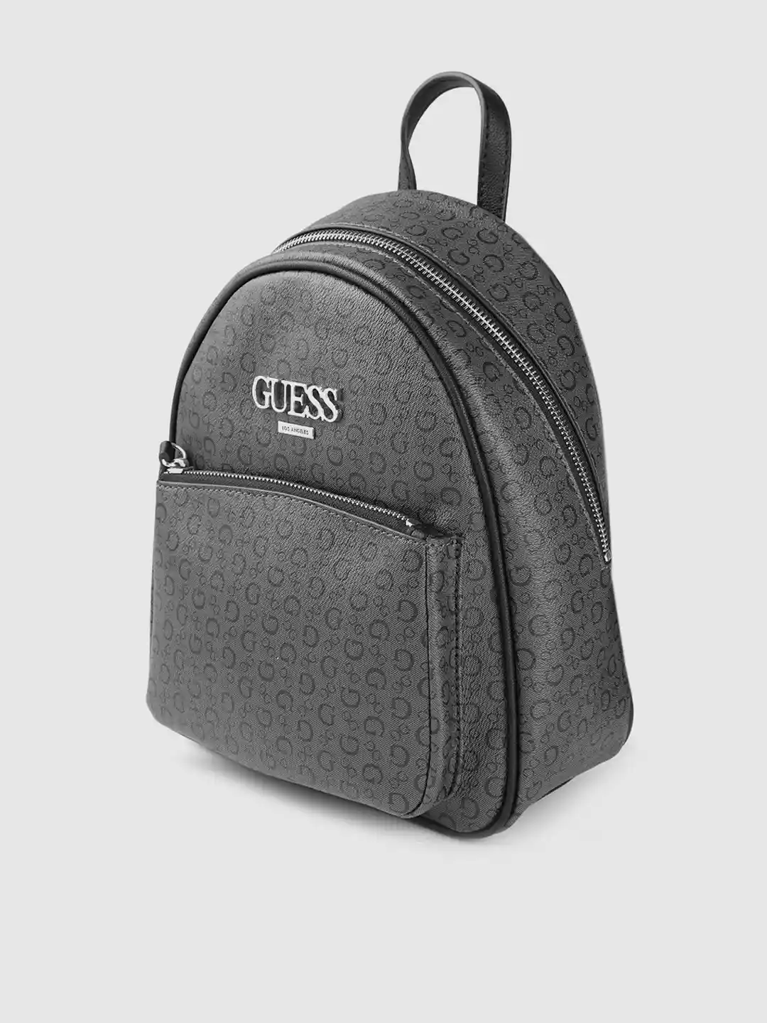 Buy GUESS Women Charcoal Grey Black Brand Logo Backpack