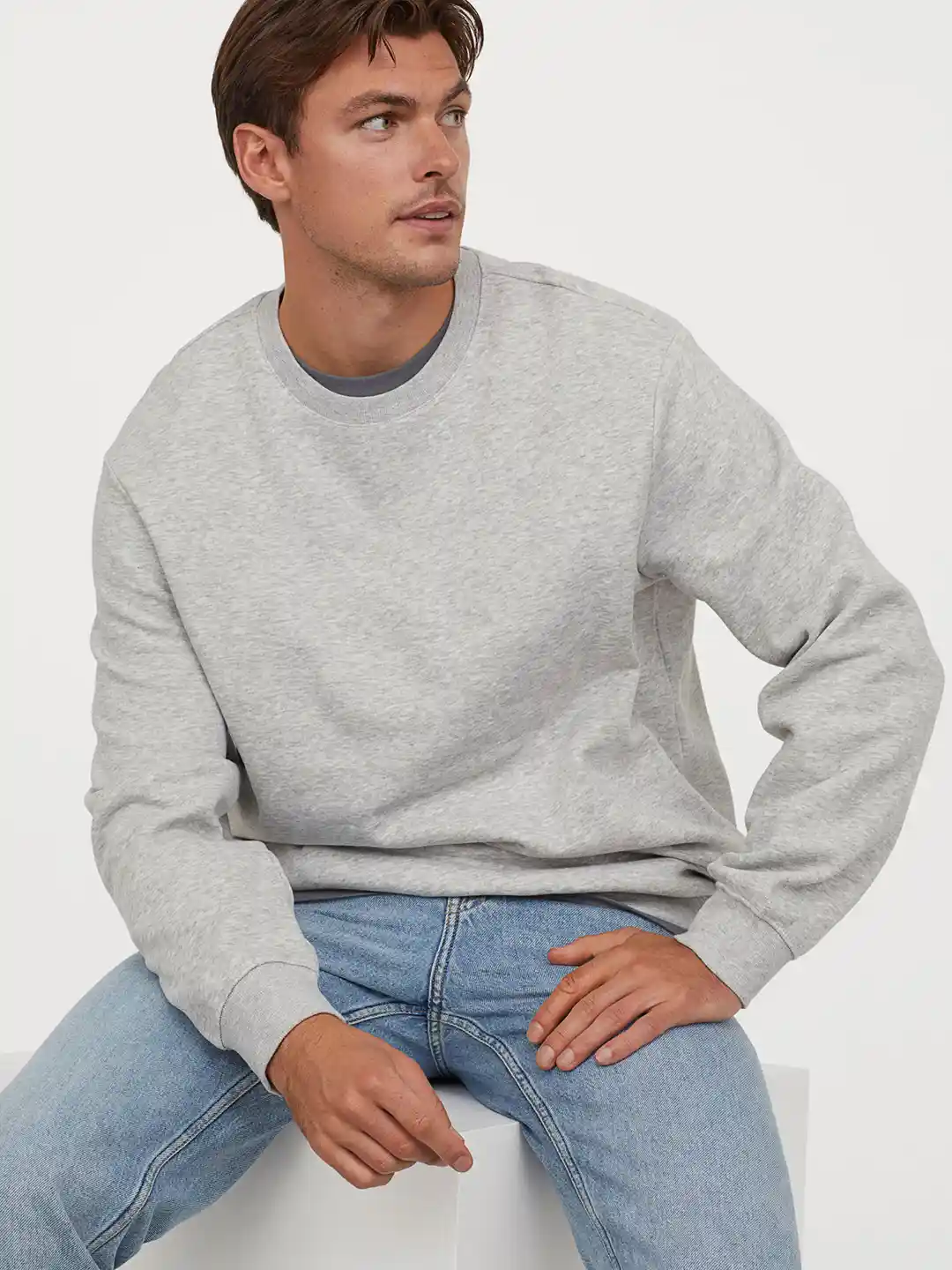 Buy H&M Grey Sweatshirt Relaxed Fit Sweatshirts for Men 12345532