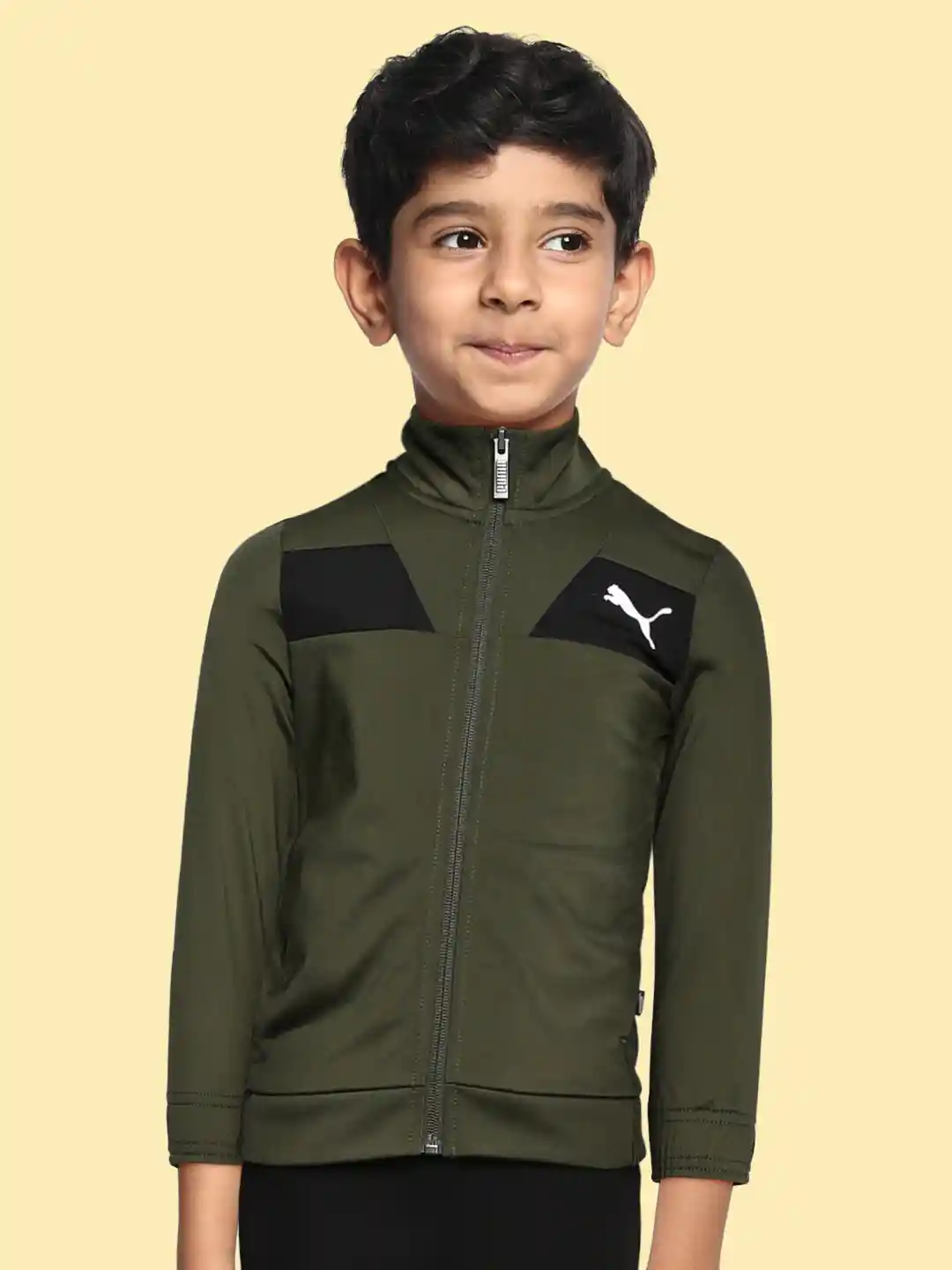 Buy Puma Boys Olive Green Black Knitted Tracksuit Tracksuits