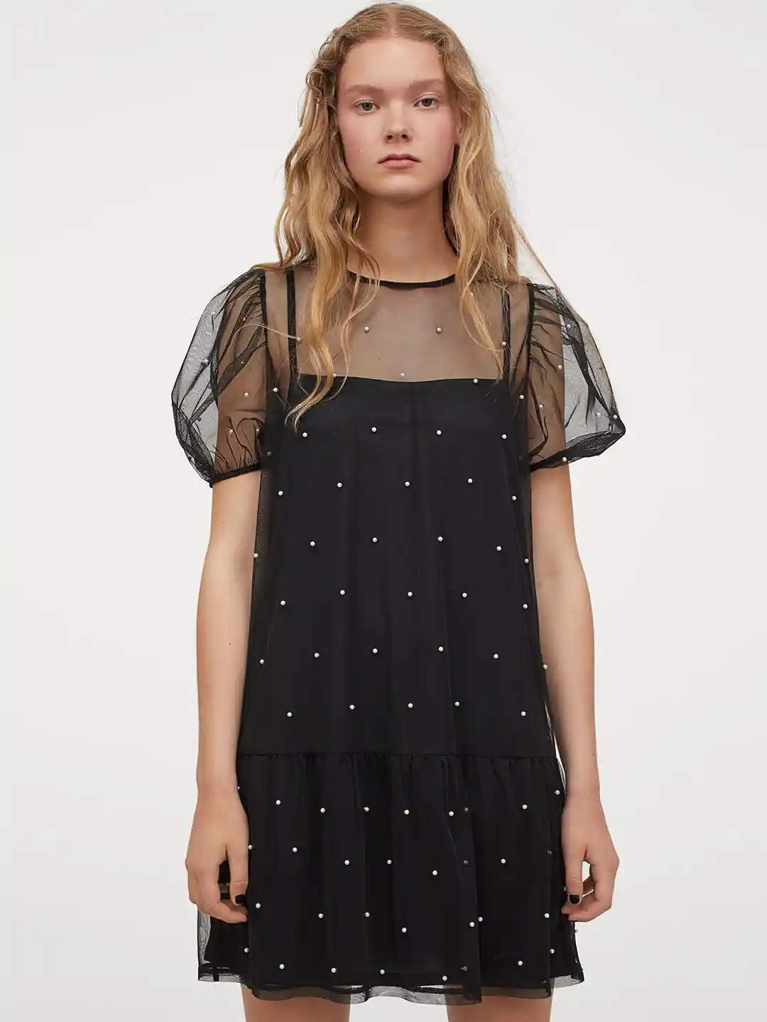 Buy H&M Women Black Beaded Mesh Dress Dresses for Women 12350860