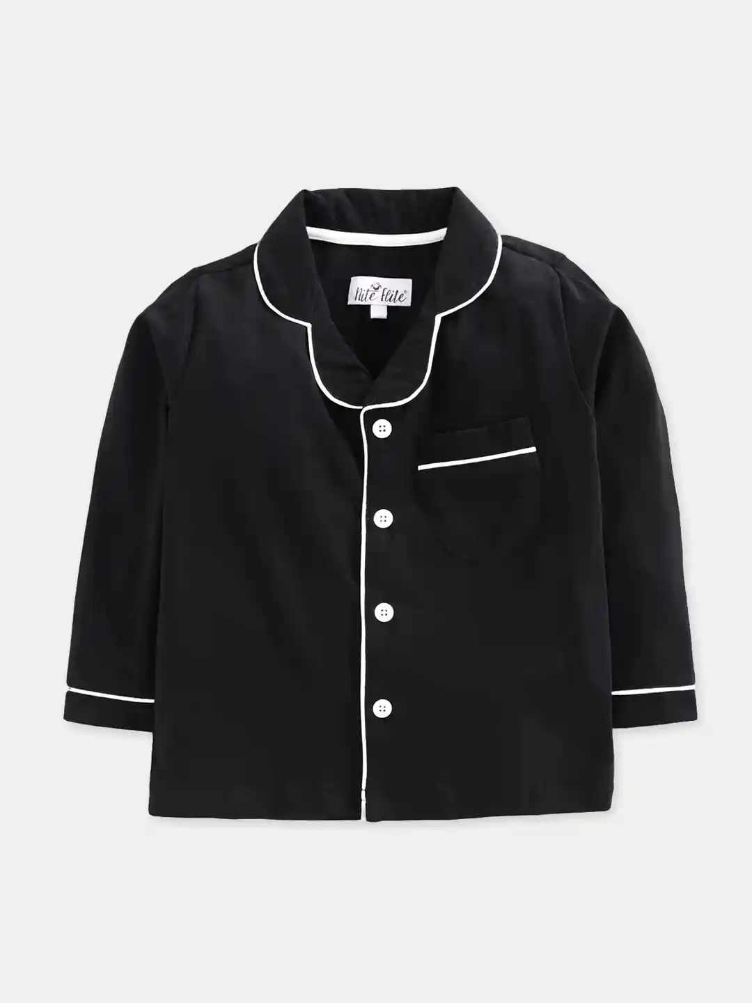 Buy Nite Flite Kids Black Solid Classic Night suit - Night suits