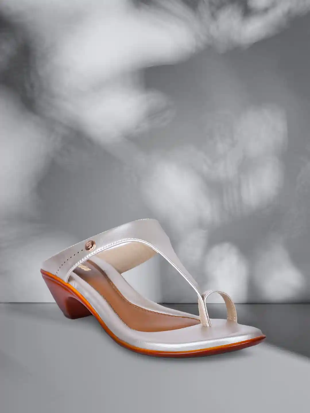 Heels Bata Ladies Fancy Chappal Bata Women Silver-Toned Solid Heels