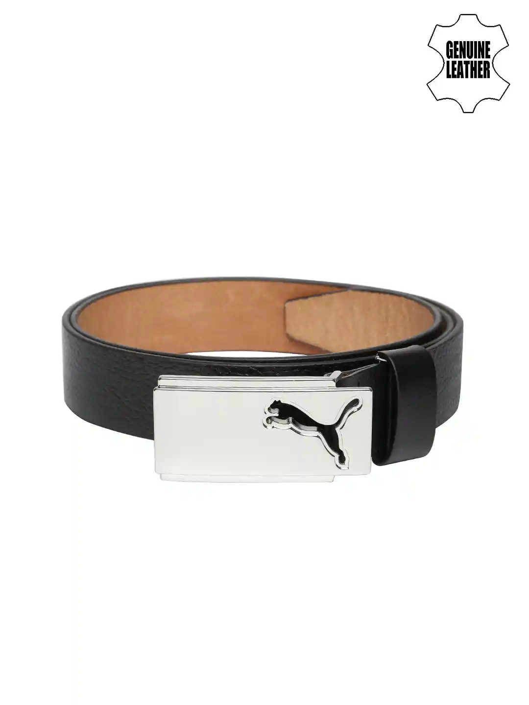 Puma Belt For Men Puma Black-Tan Leather Waist Belt For Men