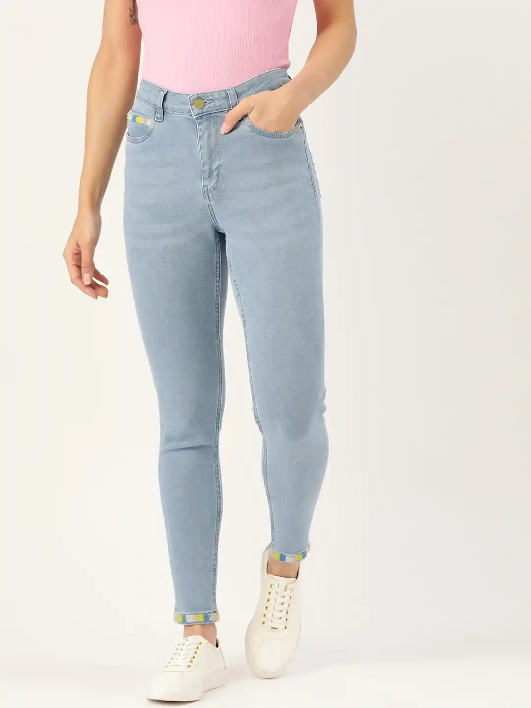 Buy DressBerry Women Blue Regular Fit Mid-Rise Clean Look