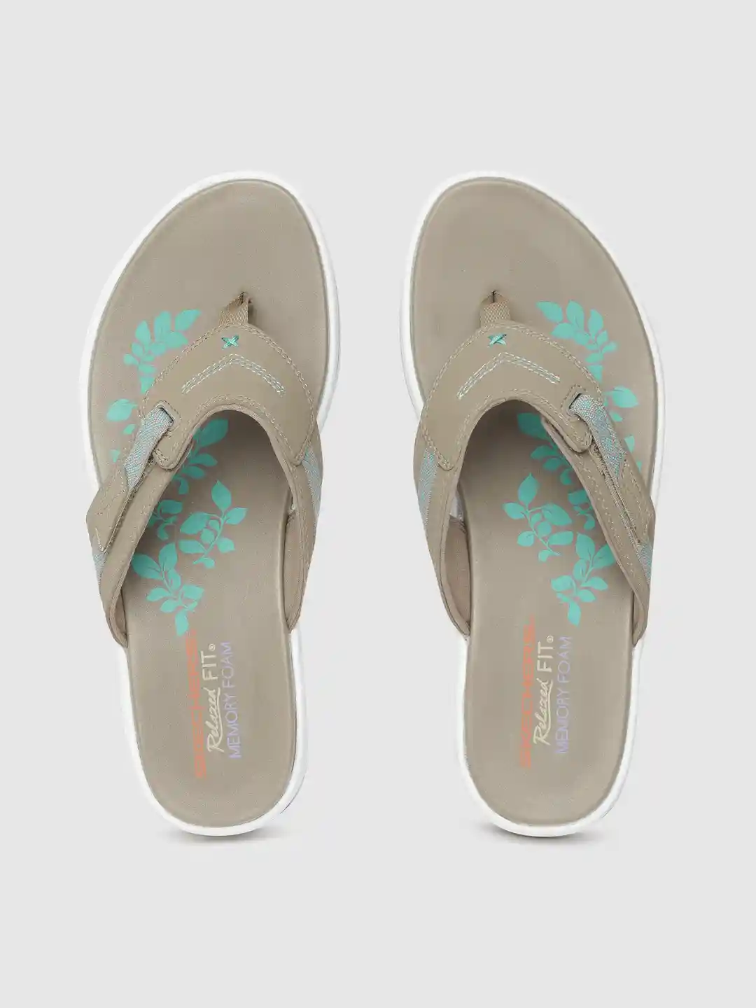 Skechers Women Grey Printed UPGRADES MARINA BAY Thong Flip-Flops