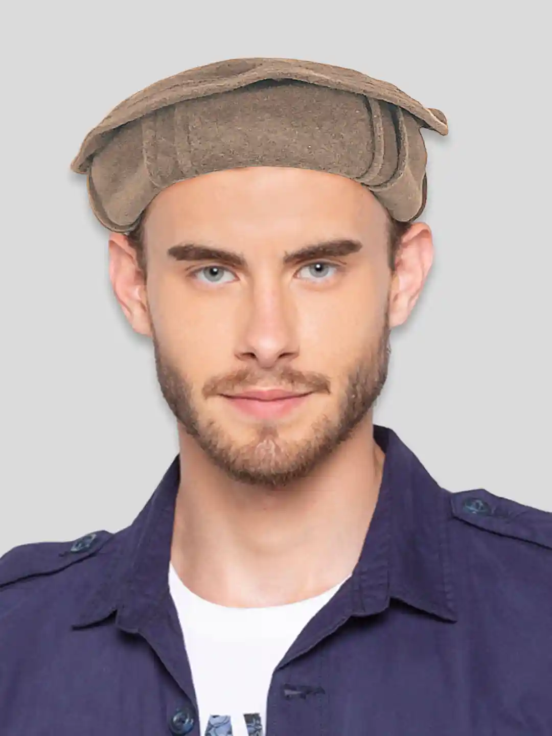 Vastraa Fusion Unisex Brown Solid Woollen Afghani Pakol Cap