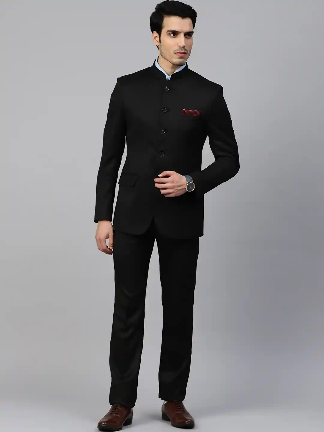 Buy MANQ Men Black Solid Slim Fit Bandhgala Suit Suits for Men