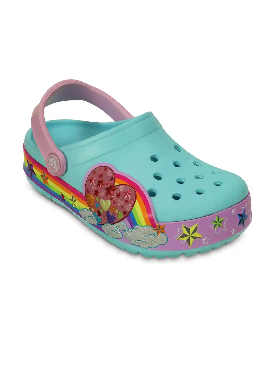 Buy Crocs Girls Turquoise Blue Crocslights Printed Rainbow Heart