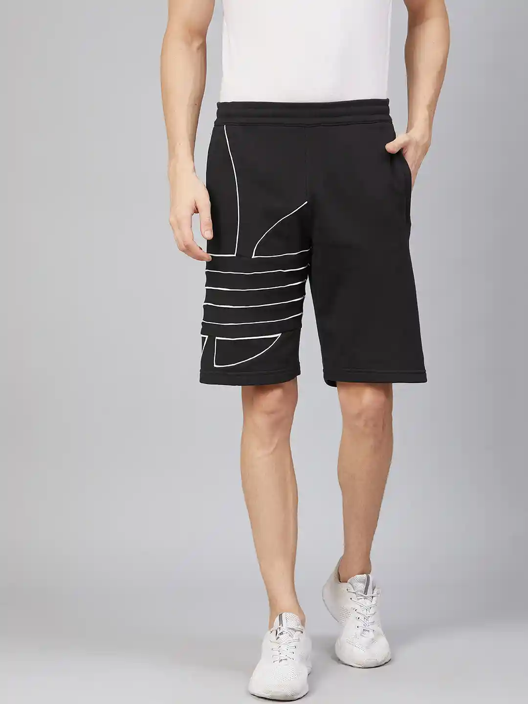 Buy ADIDAS Originals Men Black White Printed Big Trefoil Outline