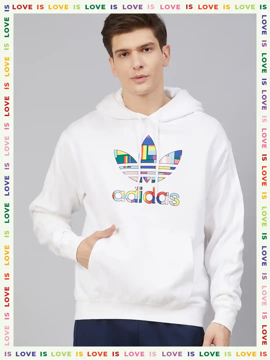 Buy ADIDAS Originals Men White Blue Brand Logo Pride Flag Fill