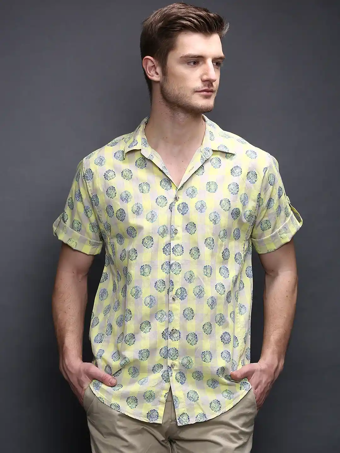 Buy Scotch Soda Lemon Yellow Beige Printed Casual Shirt